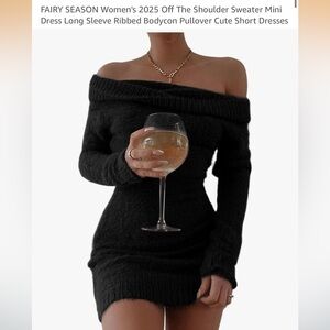 NWT Black Off-Shoulder Knit Dress
